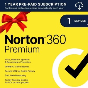 <span class=keywords><strong>Norton</strong></span> <span class=keywords><strong>360</strong></span> Premium 1 an 1 PC 1 appareil Euro en stock Livraison sous 12 heures - Product Image 1