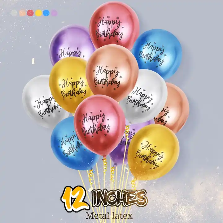 12 pulgadas 2,8g de metal impreso feliz cumpleaños globo de látex globo de  la decoración de la fiesta de cumpleaños de los niños