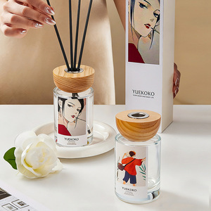 Difusor de Aromaterapia de Lujo Estilo Artístico, Botella de Vidrio Cilíndrica con Varillas de Ratán, Fragancia Duradera de 2 Meses, 120 ml - Product Image 1