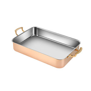 Bandeja de buffet de acero inoxidable de oro rosa de lujo con ASAS-Plato para servir comida de gama alta para uso en banquetes de restaurante de catering de hotel - Product Image 6