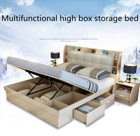 AILICHEN Doppelbett mit pneumatischer High-Box-Aufbewahrung Einfache und moderne Schubladen-Aufbewahrung platte