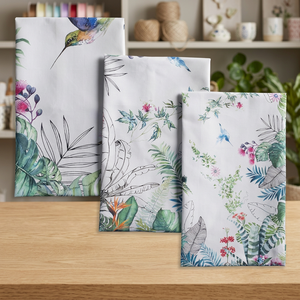 Serviettes de cuisine rectangulaires en coton 100% tissé à imprimé floral, douces, absorbantes, séchage rapide, lavables en machine, avec boucle de suspension, écologiques - Product Image 1