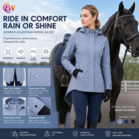 Chaqueta de equitación impermeable y elástica para mujer, con cola larga, abrigo softshell ecuestre, ropa de equitación con logotipo personalizado.