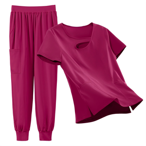 Scrubs Tops Pants Sets Custom Logo Cargo Pant Scrub Set For Spa & Medical Uniform - Product Image 4