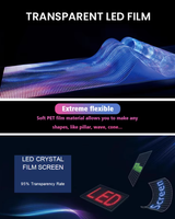 Panel LED Publicitario de Vidrio Ultrafino de Alto Brillo Personalizado, Pantalla LED Transparente, Película LED Flexible de Cristal