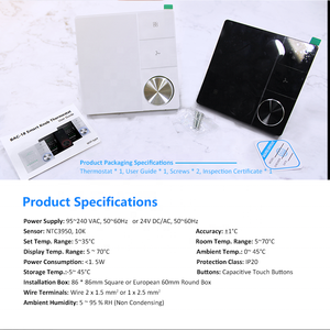 Termostato Wifi Programable <span class=keywords><strong>Beca</strong></span> BAC-18 Zigbee para Control de Climatización de Hoteles, Compatible con la Aplicación Nest y Control por Voz, Diseño Cuadrado para Hospitales - Product Image 4
