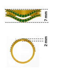 4KT Yellow Gold Double-band chevron <b>ring</b> in Natural <b>Garnet</b> - Product Image 3