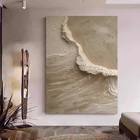Peinture à l'huile abstraite moderne sur toile, nouveau design, texture 3D beige, peinte à la main, cadres minimalistes, décoration murale