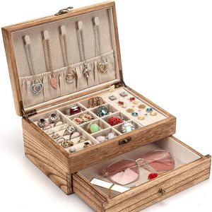 Wooden jewelry Storage box Desktop storage Earrings Ring necklace bracelet Wooden jewelry gift box