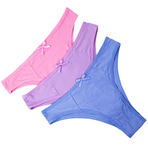 Culottes T-back sans couture taille mi-haute unies avec nœud mignon pour femme, idéales au quotidien - Product Image 1