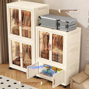 Gabinete de almacenamiento de doble puerta plegable moderno Gabinete de almacenamiento de plástico plegable portátil con rueda - Product Image 4