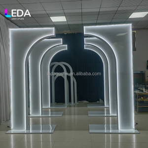 LEDA New Design White Metal Arch Led Wedding <b>Backdrop</b> Aisle Decoration Chandelier Stand Decorative Entrance for Event Decor - Product Image 2
