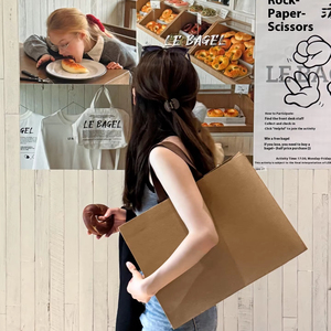 Tùy chỉnh in tái chế Kraft túi giấy flexiloop xử lý cho cao cấp cửa hàng quần áo triển lãm siêu thị khuyến mãi Ribbon - Product Image 4