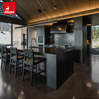 Meuble de cuisine modulaire multifonctionnel Alland en contreplaqué stratifié de style européen moderne avec îlot central