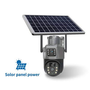 4MP Wifi çift Lens Dome güvenlik kamera gece görüş hareket izleme Alarm algılama için güneş enerjili CCTV sistemi hafıza kartı - Product Image 3