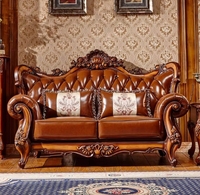 Canapé Sectionnel Traditionnel en Cuir Véritable de Luxe Américain à Prix d'Usine avec Rembourrage en Éponge pour Appartement, Hôtel, Villa, Salon WHC03
