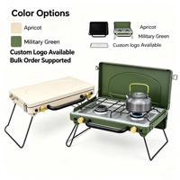 Réchaud de camping portable à double brûleur coupe-vent, cuisinière pliable pour la randonnée, les voyages et les activités de plein air
