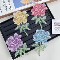 Applique florale colorée brodée de perles et de paillettes en organza, tulle et polyester, pour accessoires de vêtements DIY en Chine