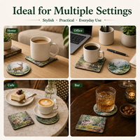 Sous-verres décoratifs classiques écologiques en MDF avec support en liège, motifs personnalisés, forme carrée, pour la maison, la cuisine, le café, accessoires de table