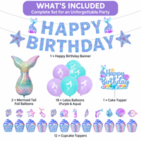 Ensemble de ballons sirène personnalisés, décorations de fête sur le thème de l'océan, ballons en feuille d'aluminium en forme de queue de sirène, ballons en latex pour fille
