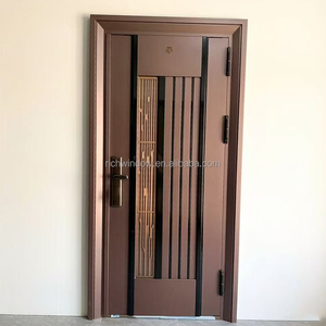 Pintu Masuk Keamanan Baja Villa Hotel Apartemen Desain Modern Kustom Pintu Utama Mewah Pintu Depan Ayun Anti Peluru - Product Image 6