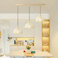 Décoration d'intérieur moderne, ensemble d'abat-jour en osier, lampes suspendues en bambou et rotin avec installation au plafond, lustre pour hôtel, salon
