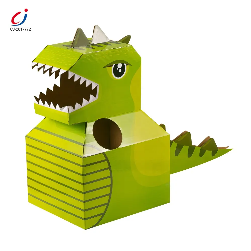 Disfraz de dinosaurio 3d para niños, juguete de cartón portátil, bricolaje