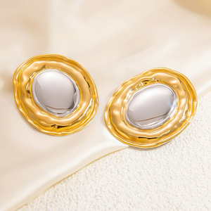 Geometric Mirror <b>Stud</b> Earrings <b>Titanium</b> Steel Oval Smooth Surface Elegant Everyday Wear Women's Fine Jewelry - Product Image 3