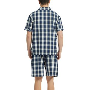 Pigiama Casual da <span class=keywords><strong>Uomo</strong></span> in Cotone, Leggero con Bottoni, Maniche Corte, Tessuto Traspirante Lavorato a Maglia per l'Estate - Product Image 2