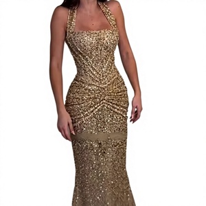 S3030F 2026 Nuovo Vestito da Sera da Donna con Paillettes e Collo all'Americana, alla Moda, per Feste, Casual e Matrimoni, Collezione Primavera/Estate, di Gran Tendenza - Product Image 1