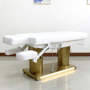 Luxury 4 Motors Massage Bed Gold Base Cosmetic Bed <b>Heating</b> Function Electric Beauty Bed <b>USB</b> Charging Port With Light Decoration - Product Image 2