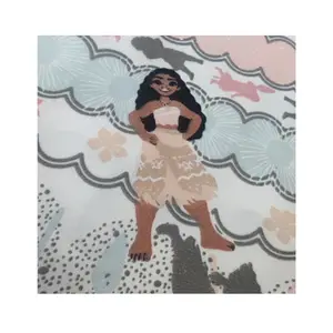 Moana princesa padrão poliéster tecido tecido personalizado impressão escovado dispersar impresso lençol tecido