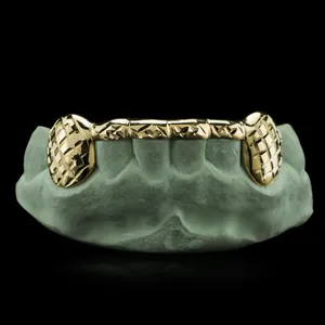 Gioielli di moda diamante dente Grillz ghiacciato in alto e in basso 10k 14k/18k oro personalizzato Moissanite Grillz