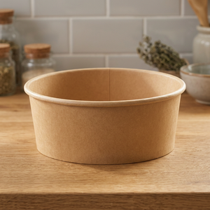 Bol à nouilles jetable compostable en papier avec revêtement biodégradable PLA, marque ECORE, qualité commerciale pour l'hôtellerie, la restauration et les événements - Product Image 1