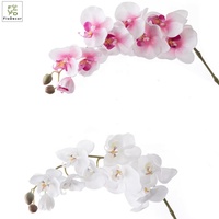 Fleur d'orchidée papillon artificielle de haute qualité à 9 têtes, en soie et latex, toucher réel, pour décoration de mariage et événements, vente en gros