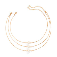 Ensemble de 3 colliers multicouches en plaqué or 18 carats avec chaîne serpent Collier ras du cou rond en imitation de perles pour les fêtes de mariage