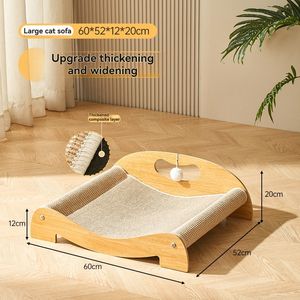 Rascador de Sisal para Gatos Sofá Reclinable Hamaca de Madera Almohadilla para Afilar Garras Cama Reemplazable para Mascotas con Tabla de Rascar Compartida - Product Image 5