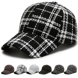 Printemps <span class=keywords><strong>et</strong></span> automne <span class=keywords><strong>femme</strong></span> 6 panneaux Tweed casquette noir blanc carreaux sport casquette de Baseball à la mode femmes <span class=keywords><strong>chapeau</strong></span> 100% coton Petsign - Product Image 1
