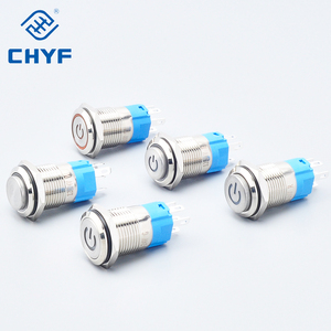 CHYF Công Tắc Nút Nhấn Kim Loại 16Mm Công Tắc Thép Không Gỉ Chống Nước Biểu Tượng Nguồn Điện Đèn Vòng Tròn 1NO 1NC Nút Nhấn Led 220V 12V 3A - Product Image 5