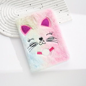 Wholesale Eco Friendly Customizable A5 Diary Soft Cover Kawaii Cute Kids Anime School Panda Cat Furry Fluffy Plush Notebook - Product Image 6