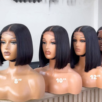 Perruque Bob Lisse Extrême en Cheveux Humains, Perruque Frontale HD 13x4 Sans Colle Pré-Pluckée, Ligne de Cheveux Naturelle, Cheveux Vierges, Effet Cheveux Fondus
