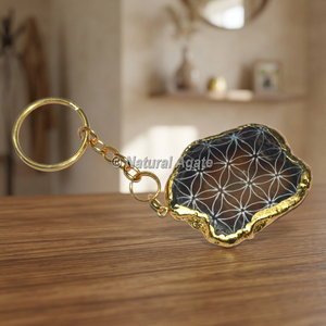 Porte-clés sculpté en plaque de cristal Crystal Export |   Porte-clés en pierres précieuses Modèle Key-042 - Product Image 3