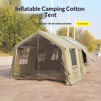 Tente de camping gonflable de luxe automatique quatre saisons en coton TC vert imperméable et résistant au soleil, double couche, pour l'extérieur
