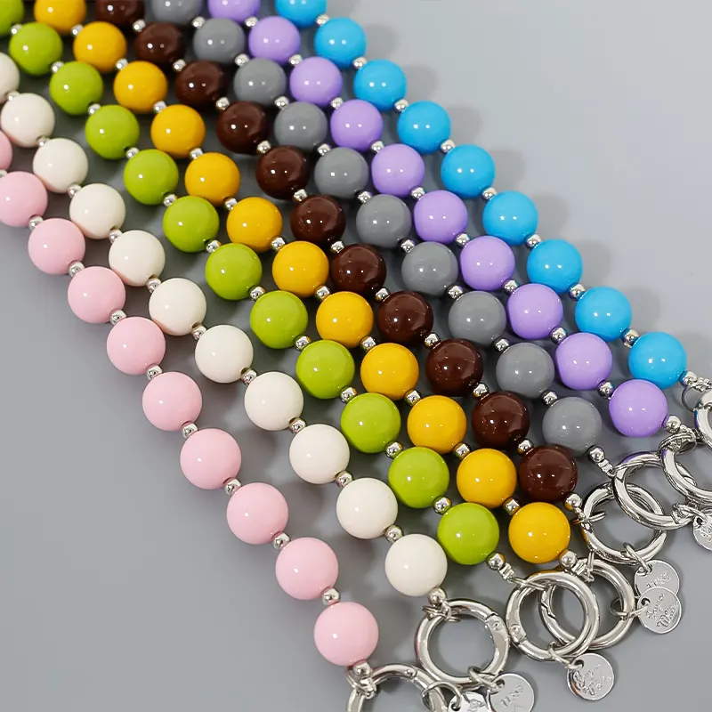 Lilangda Color Acrylic Beads Chain Mobile Phone Lanyard 2021 Fashion Colorful Mobile Phone Chain Hanging Accessories