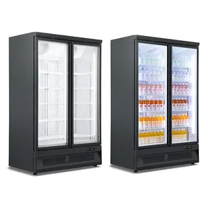 Commerciale supermercato porte in vetro refrigeratore congelatori birra e bevande fredde Display frigoriferi bevande vetrina refrigeratori