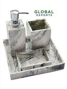 Juego de baño de resina de alta calidad, jabonera decorativa y práctica, soporte para cepillo de dientes y juego dispensador de India - Product Image 3