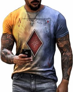 Fitspi all'ingrosso uomo 3D modello di Poker Tshirt Retro divertente grafica t-Shirt da uomo manica corta girocollo Casual camicia per gli uomini - Product Image 6