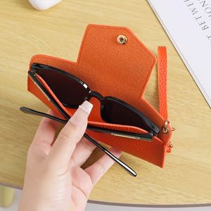 Personalized Promotional Compact PU Leather Lanyard Portable <b>Glasses</b> Pouch Clips Protective <b>Case</b> Stylish Sunglasses Storage Bag - Product Image 3