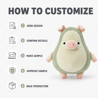 Jolie Peluche Cochon Avocat Vert Personnalisée, Jouet en Peluche Cochonnet Doux, Décoration, Faible MOQ, Service OEM ODM, Échantillon, Fabricant Direct