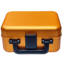 Étui de transport rigide en aluminium doré personnalisable avec logo, petit format, durable, avec rembourrage en mousse pour outils